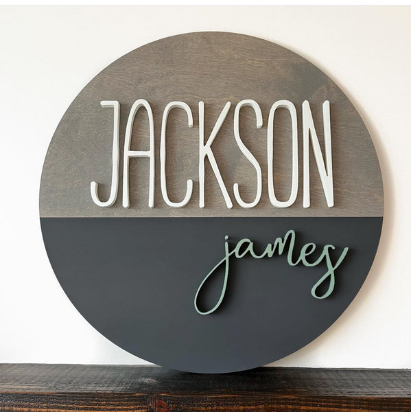 12" 3D Name Sign with 1/2 Painted Base