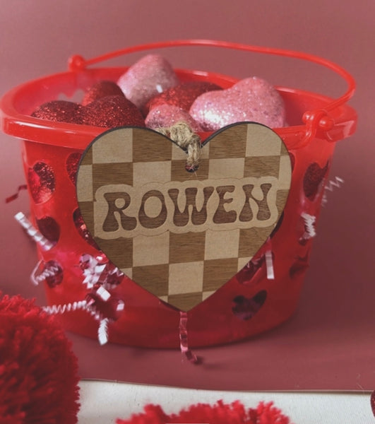 Engraved Checker Valentines Name Tag