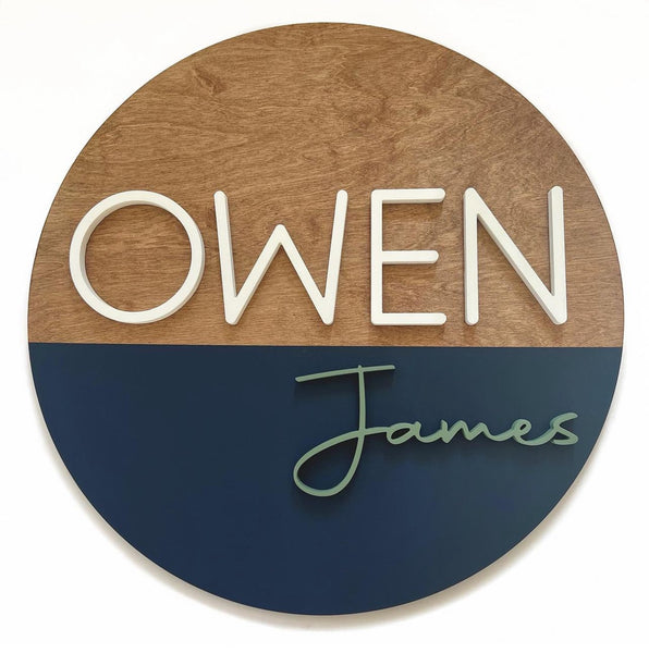18" 3D Name Sign with 1/2 Painted Base