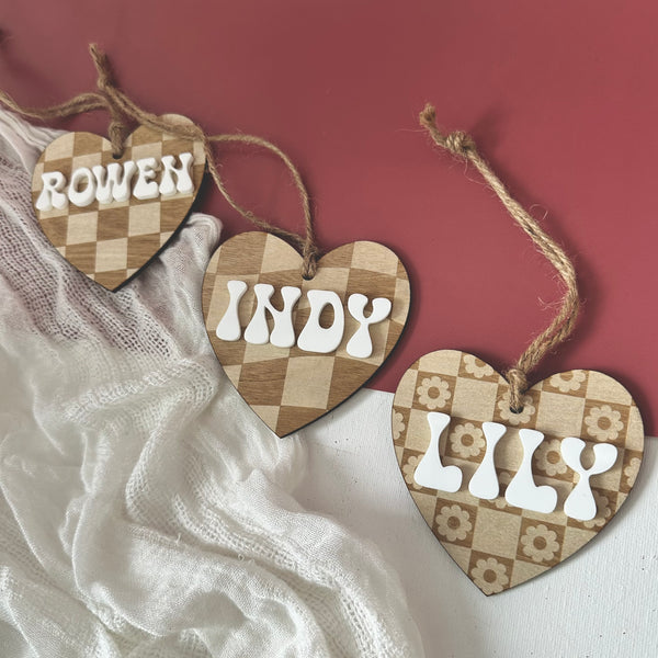 3D Checker Valentines Name Tag