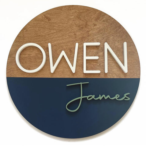 12" 3D Name Sign with 1/2 Painted Base