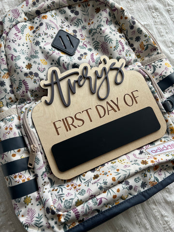 3D Chalkboard 'Outlined Name' First Day of School Sign
