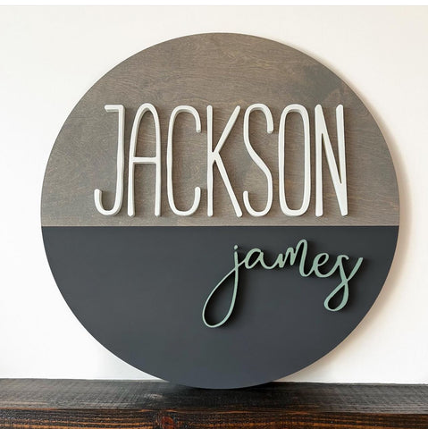 24" 3D Name Sign with 1/2 Painted Base