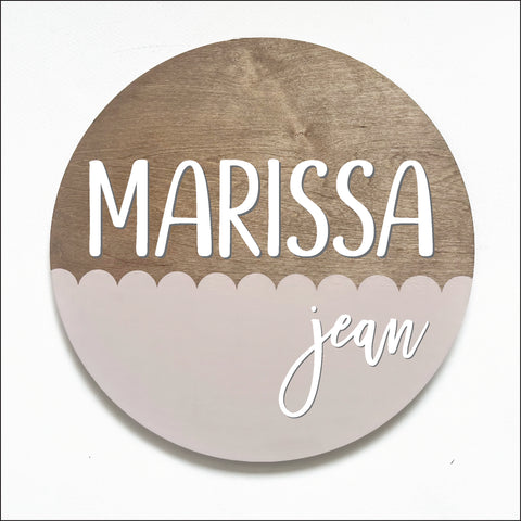 18" 3D Name Sign with Scalloped Paint