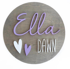 12" 3D Name Sign with Double Hearts Add-on