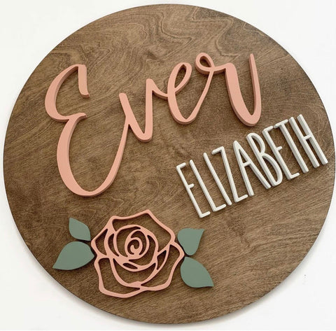 18" 3D Name Sign with Rose Outline Add-On