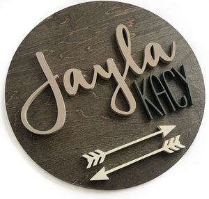 24" 3D Name Sign with Double Arrows Add-on