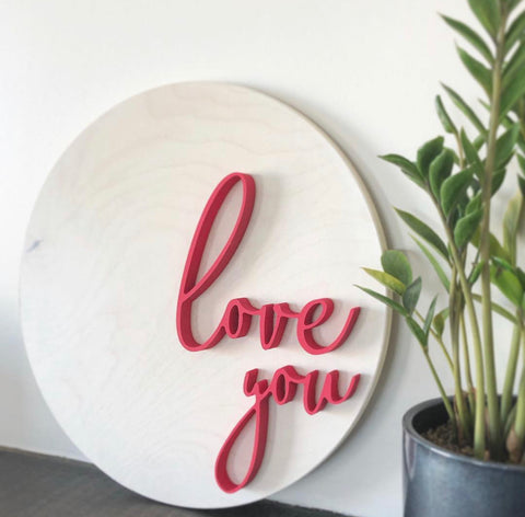 12" Valentines 'Love You' Sign