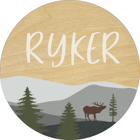 NEW DESIGN 24" 3d Name Sign with Elk & Forest Terrain