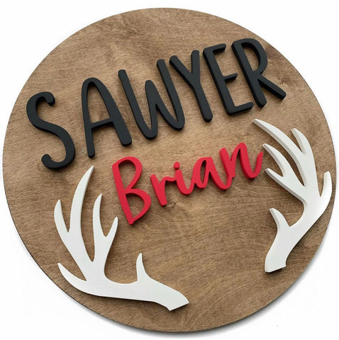 24" 3D Name Sign with Antler Add-on