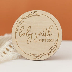 'Baby name with date' Pregnancy Announcement Disc