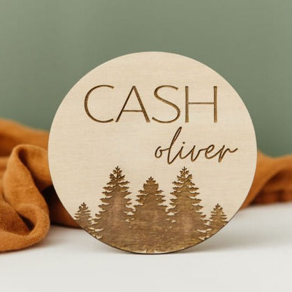 Engraved Tree Birth Announcement Disc