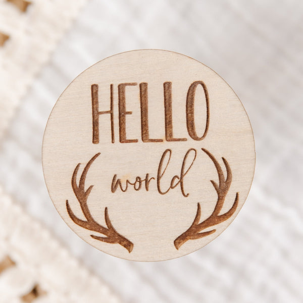 "Hello World" Engraved Birth Announcement Disc