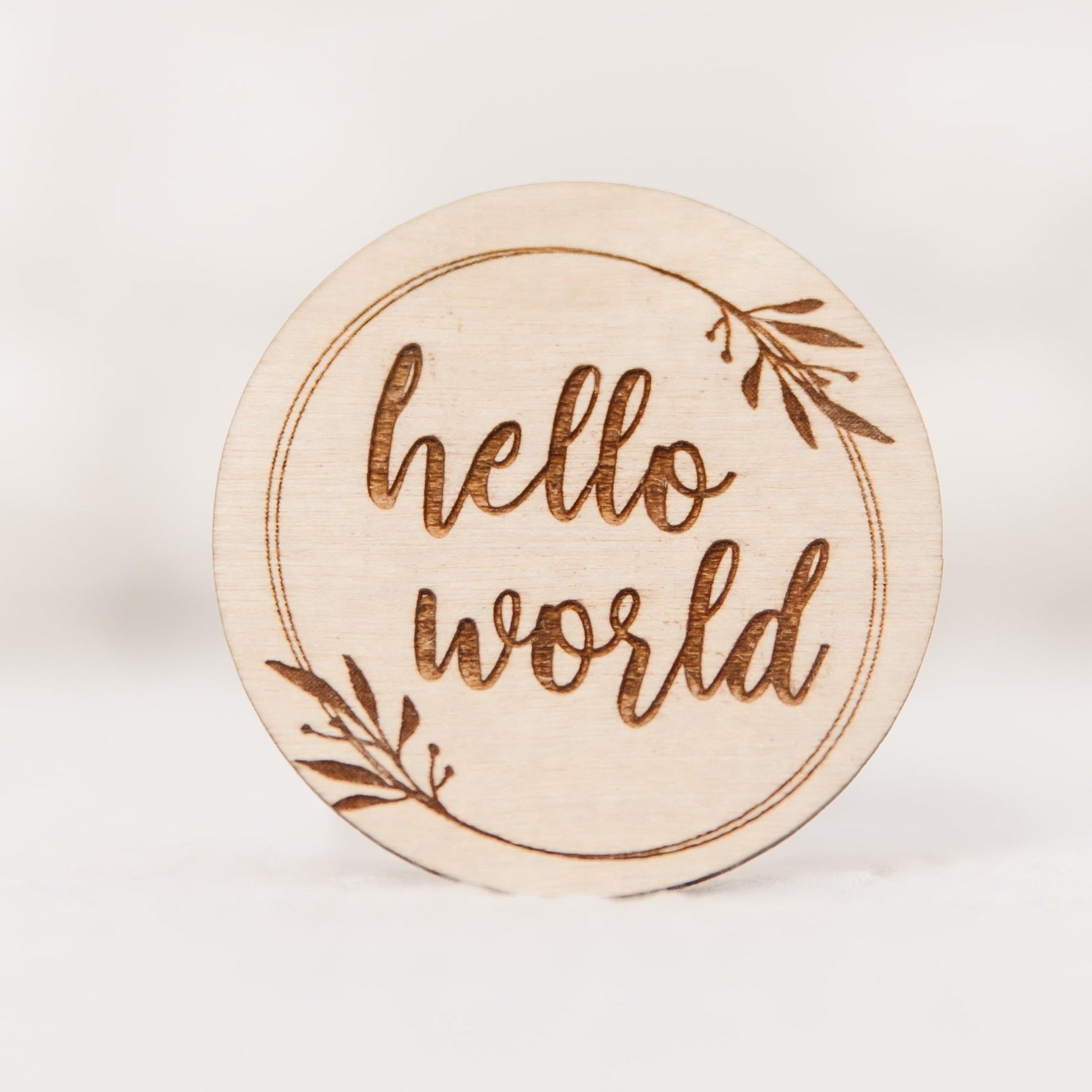 "Hello World" Engraved Birth Announcement Disc