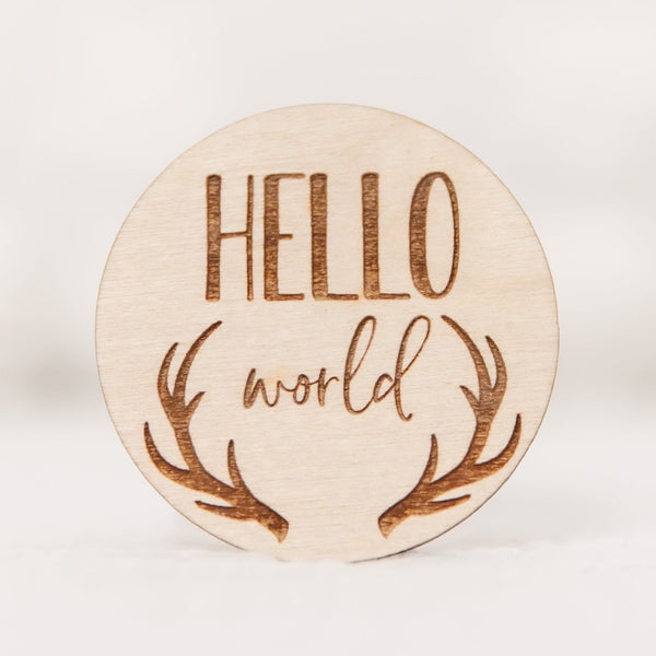 "Hello World" Engraved Birth Announcement Disc