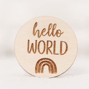 "Hello World" Engraved Birth Announcement Disc