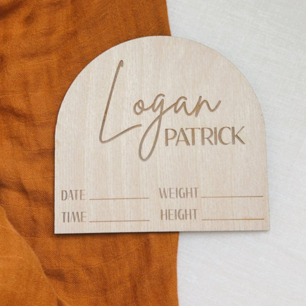 Arch Engraved Birth Announcement Disc with Birth Details
