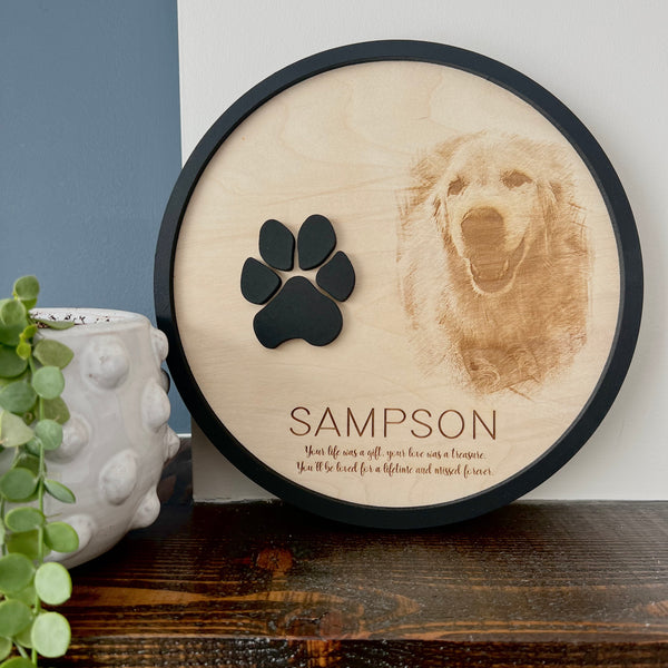 10" Laser Engraved Pet Memorial Sign with 3D Paw Print