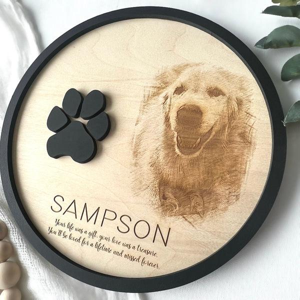 10" Laser Engraved Pet Memorial Sign with 3D Paw Print