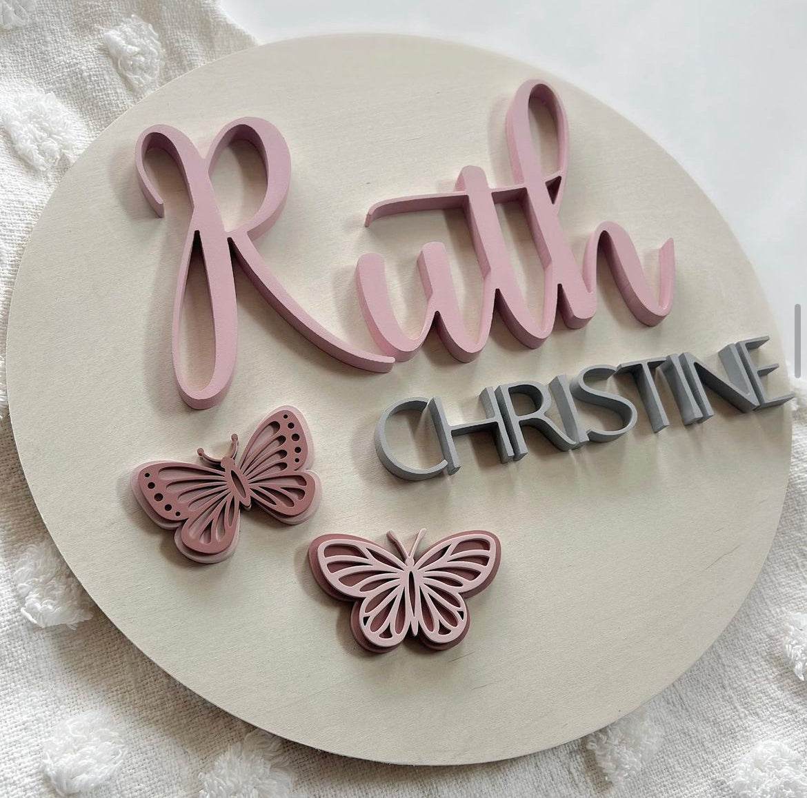 24" 3D Name Sign with Butterfly Add-On