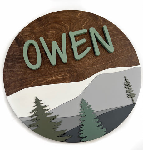 24" 3D Name Sign with Forest Terrain Add-On