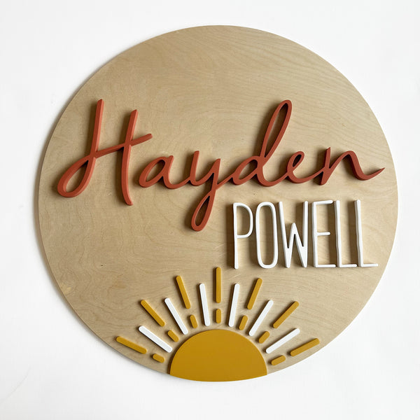 24" 3D Name Sign with Sun Add-on