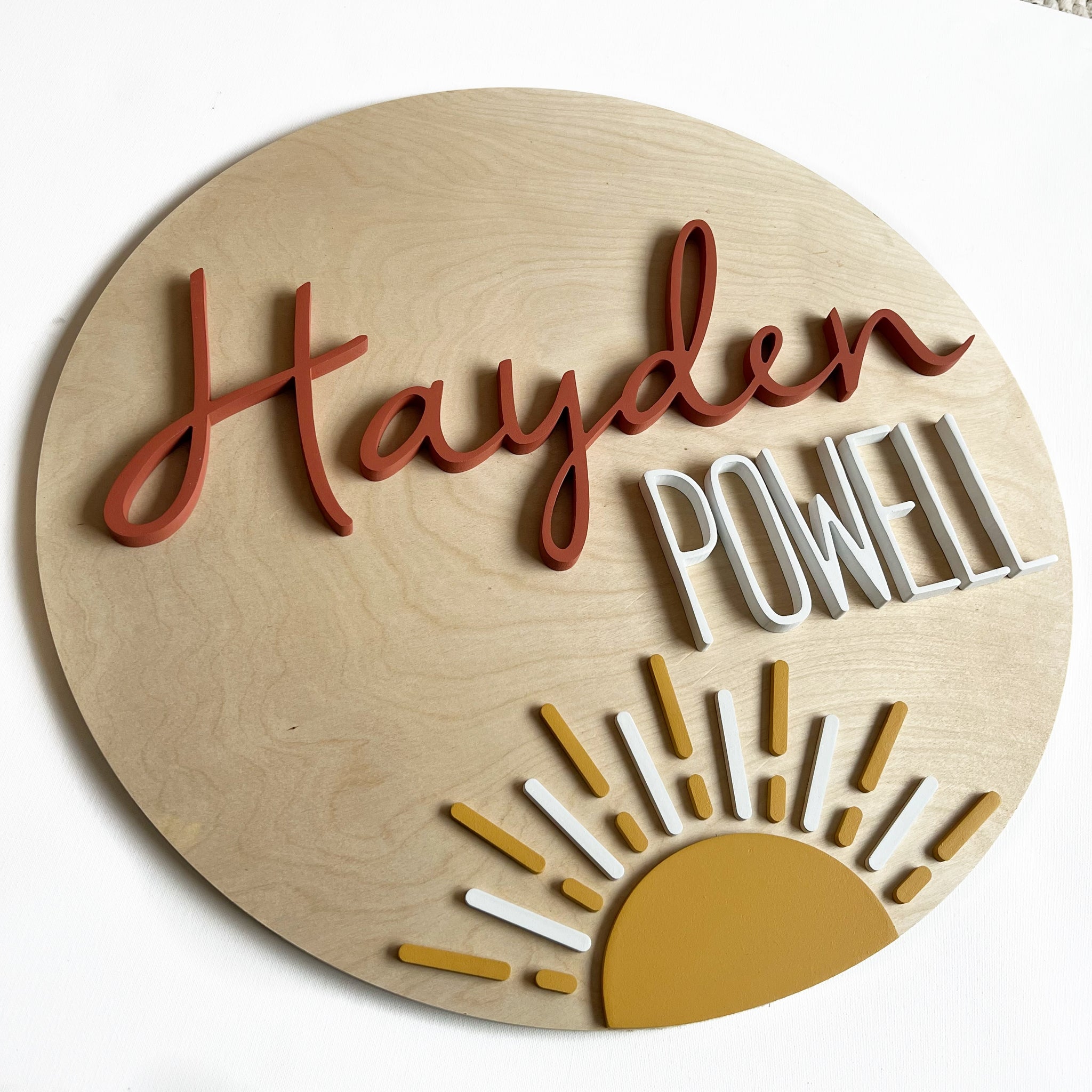 24" 3D Name Sign with Sun Add-on