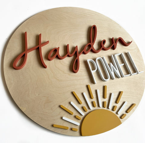 18" 3D Name Sign with Sun Add-on