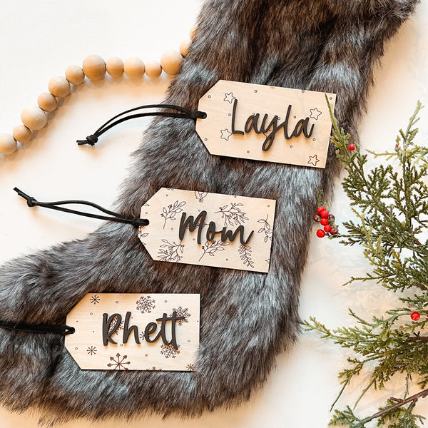 3D Christmas Pattern Stocking Name Tags