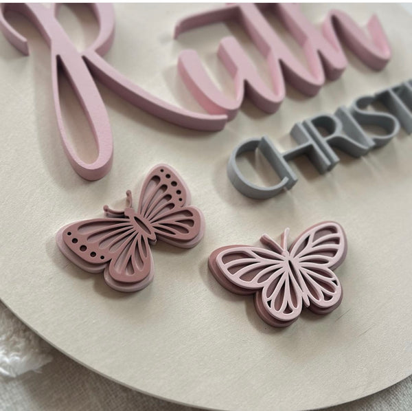 18" 3D Name Sign with Butterfly Add-On