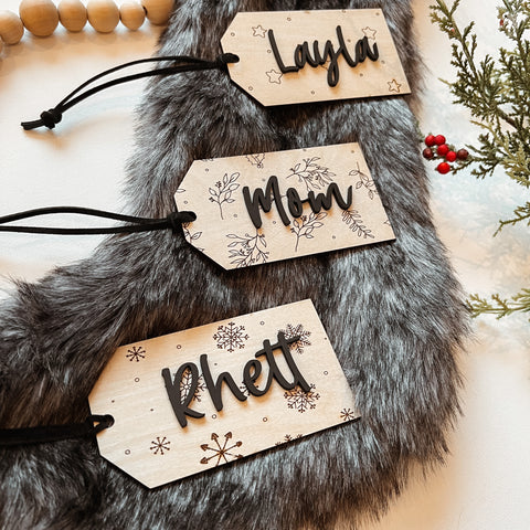 3D Christmas Pattern Stocking Name Tags
