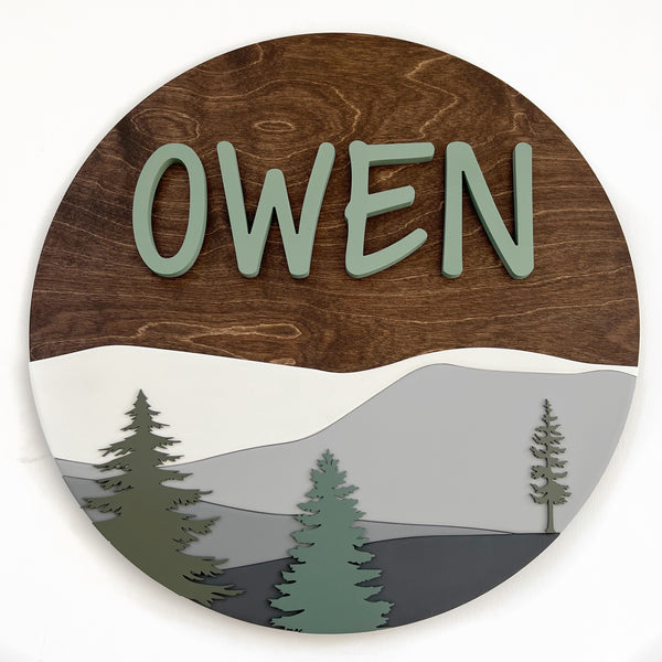 24" 3D Name Sign with Forest Terrain Add-On