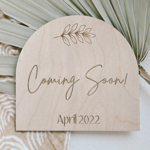 'Coming Soon' Engraved Pregnancy Announcement