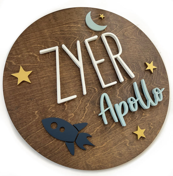 18" 3D Name Sign with Space Theme